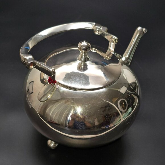 Vintage Silver-Plated Teapot Handle & Spout Monogrammed "M" Ball Footed DH1342 - Picture 7 of 7